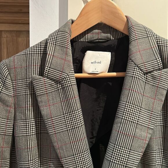 🎀 Wilfred Margaux long plaid blazer peak lapel  4 Aritzia oversized - Picture 9 of 13